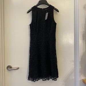 NEW! Ann Taylor 00P XXS Petite Black Lace Sheath Work Dress Cotton Lined